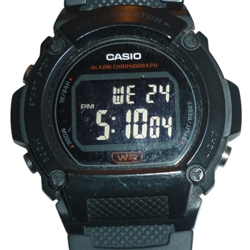 Casio W-219H Illuminator Digital Watch Black Resin Alarm Chronograph 3224